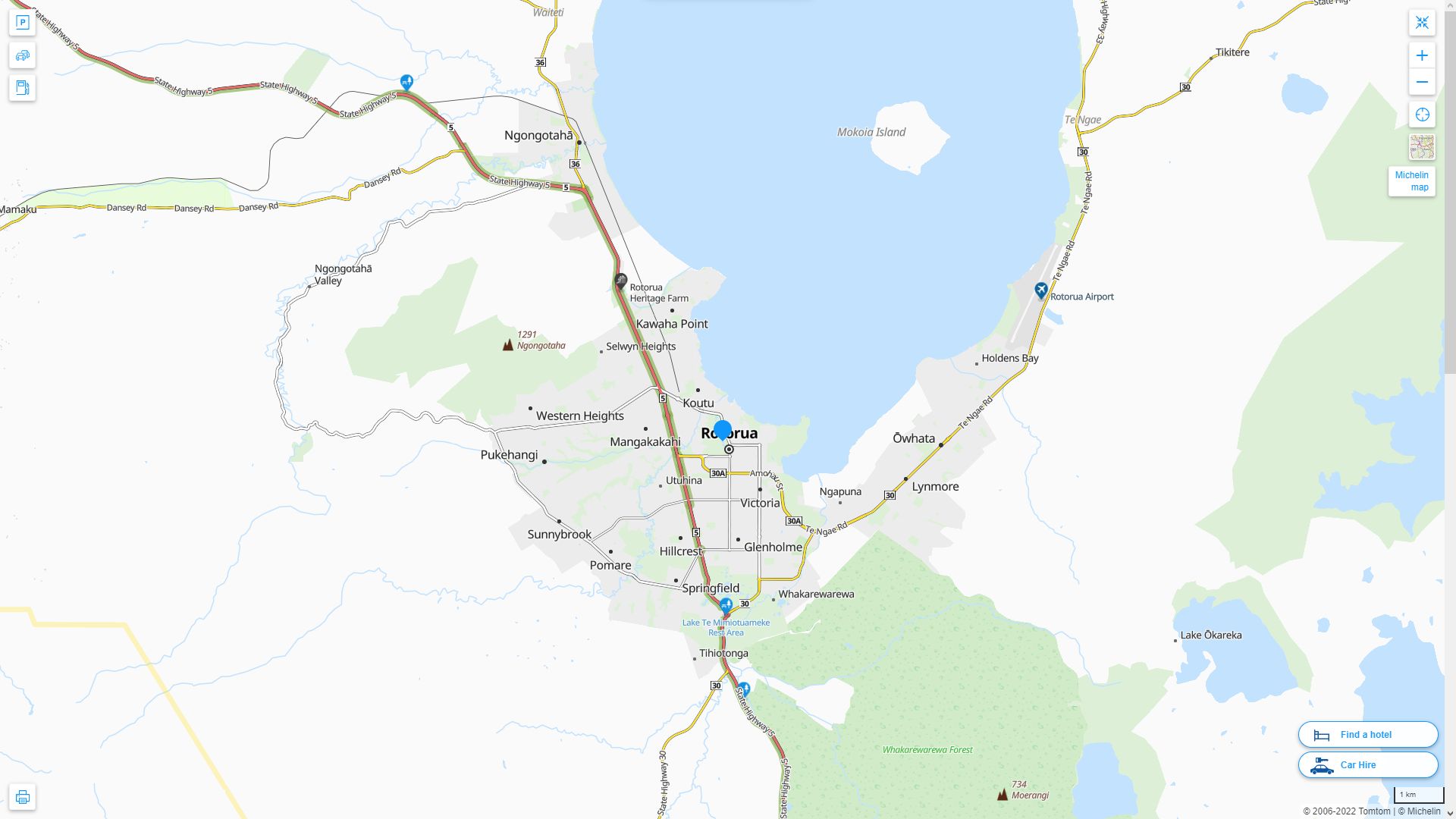 Rotorua Nouvelle Zelande Autoroute et carte routiere